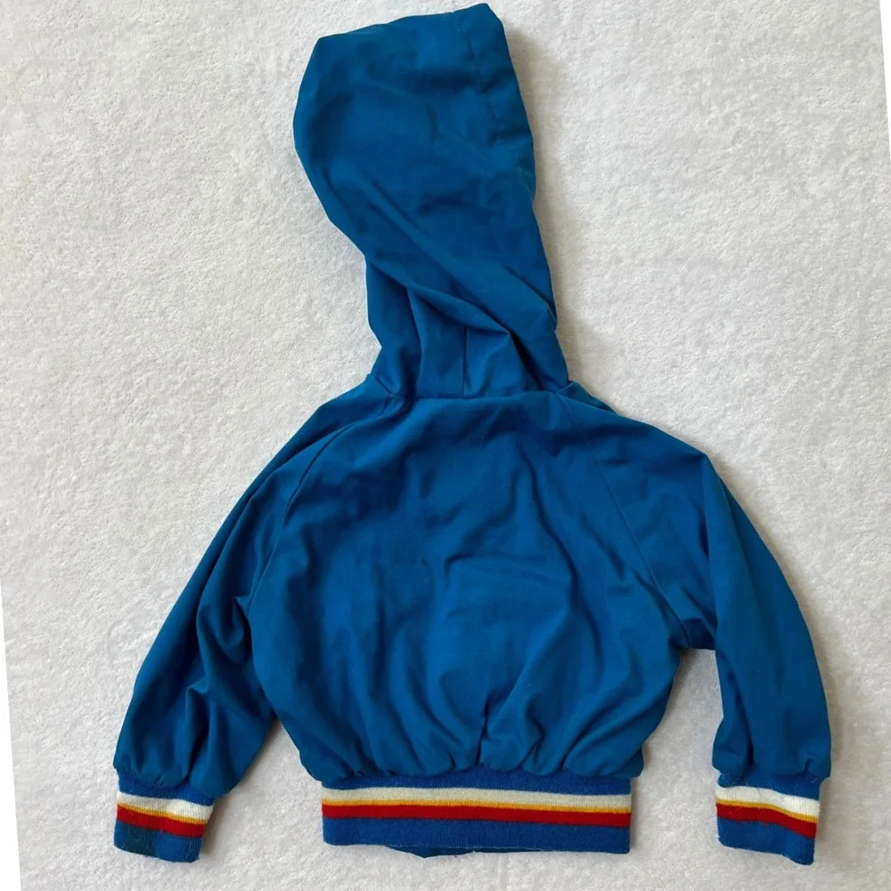 Weather Tamer Jacket Blue Vintage Sailboat Rainbow Stripe 18 Months